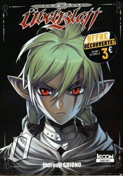 Übel Blatt est une série de manga japonais écrite et dessinée par Etorouji Shiono, publiée de décembre 2004 à mars 2019. Elle a d’abord été sérialisée dans le magazine Young Gangan, avant d’être transférée dans Monthly Big Gangan où elle a conclu son histoire. La série compte 24 volumes reliés (dont un volume 0). Le titre, qui peut se traduire littéralement par « lame noire » ou un jeu de mots sur malveillance, s’inscrit pleinement dans le genre dark fantasy et aventure épique, destiné à un public mature (seinen). 📖 Résumé de l’histoire L’intrigue se déroule dans un monde médiéval fantastique riche en magie, guerres, complots politiques et légendes anciennes. Elle débute bien avant le cadre principal de la série : Le Prologue de l’histoire L’Empire de Szaalenden est menacé par une force étrangère, appelée les Wischtech, une nation hostile dotée de magie et de technologies mystérieuses. Pour défendre l’Empire, l’empereur assemble quatorze jeunes guerriers d’élite, chacun portant une lance sacrée, et les envoie en mission périlleuse. Sur ces quatorze, trois meurent en cours de route, et sept autres reviennent auprès de l’empire en proclamant avoir terminé la mission et vaincu l’ennemi. Ils deviennent ainsi les « Sept Héros », adulés par le peuple. Pourtant, la vérité est toute autre : ils ont trahi et massacré les quatre qui avaient réellement accompli la mission. Le Retour du Traître Le protagoniste principal, initialement nommé Ascheriit, est l’un des quatre véritables héros, mais il est laissé pour mort après avoir été trahi par ses compagnons. Miraculeusement, il survit en partie grâce à la magie elfique, ce qui déforme son corps et le transforme en une sorte d’hybride semi-elfe à l’apparence juvénile. Il prend alors le nom de Köinzell et, vingt ans plus tard, part à la recherche des Sept Héros pour les éliminer un par un et révéler au monde la terrible vérité. Cette quête de vengeance constitue l’arc narratif central de la série : Köinzell traverse l’empire, affronte des adversaires puissants, se heurte à des forces politiques et militaires, et dévoile progressivement la corruption, les mensonges et les jeux de pouvoir qui sous-tendent la paix apparente de son monde. 🧍‍♂️ Personnages principaux Voici un aperçu de quelques protagonistes clés : Köinzell / Ascheriit : Guerrier exceptionnel, il est le héros véritable trahi par ses compagnons. Il porte une lame noire extrêmement puissante et lutte pour venger sa propre mort. Peepi : Une jeune elfe sauvée par Köinzell. Malgré son apparence fragile, elle possède une grande force intérieure et des affinités magiques. Aht (ou Ato/Atto selon les traductions) : Une princesse guerrière déguisée en homme pour participer aux combats. Elle finit par accepter la vérité sur Köinzell et devient une alliée proche. Les Sept Héros : Autrefois glorieux, ce sont aujourd’hui les antagonistes. Leur pouvoir politique et militaire les rend difficiles à éliminer, et chacun soulève des enjeux différents pour Köinzell. Ces personnages incarnent à la fois des forces intérieures complexes et des conflits moraux profonds, faisant de chaque affrontement plus qu’un simple combat physique : il y a aussi une confrontation d’idéaux et de vérités. 📚 Thèmes principaux Übel Blatt ne se contente pas d’être une histoire de vengeance et d’épées. Le manga explore aussi : La construction et la déconstruction des mythes : la légende des Sept Héros contre la vérité historique de la trahison. La justice et la vengeance : jusqu’où peut-on aller pour corriger un tort ? Les conséquences de la guerre et de l’autorité politique : comment les dirigeants manipulent et exploitent les histoires du passé pour maintenir le pouvoir. La rédemption, l’honneur et l’identité : notamment à travers l’évolution de Köinzell et de ses compagnons. 🌍 Publication et réception La série est publiée par Square Enix et a été traduite en plusieurs langues, notamment en français par Ki-oon. Elle a été bien accueillie pour sa narration mature et ses combats intenses, et figure parmi les mangas les plus populaires de son genre dans les années 2000. Une adaptation en anime a été produite et diffusée en 2025, suscitant à la fois enthousiasme et critiques auprès des fans, notamment concernant certaines modifications par rapport au manga. 📌 Suite et héritage En février 2024, une suite intitulée Übel Blatt II : Knights of the Fallen King a commencé sa publication, prolongeant l’univers et les thèmes de la série originale.